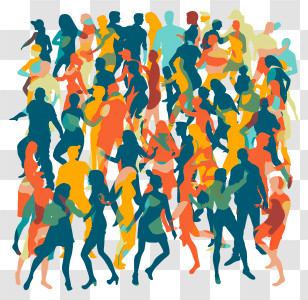 Crowd Party Silhouette - Abstract Colorful Crowd Illustration Transparent PNG