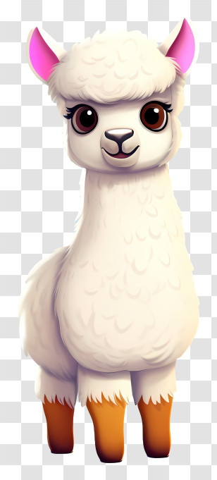 Llama - Cute Cartoon Alpaca With Fluffy Fur Transparent PNG