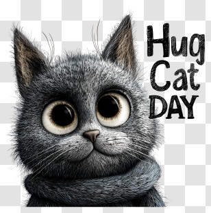 National Hug Your Cat Day - Hug Cat Day With Cute Furry Cat Transparent PNG