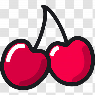 Cherry - Cartoon Cherry Icon With Red Fruits Transparent PNG