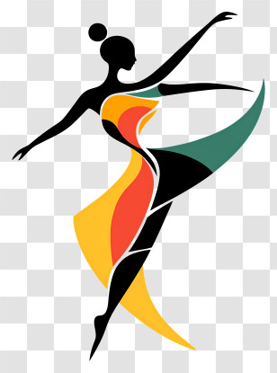 Colorful Dancing Silhouette - Abstract Graceful Dancer Transparent PNG