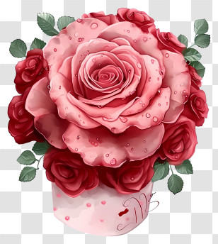 Valentine Rose Floral Art - Bouquet Of Pink Roses Transparent PNG