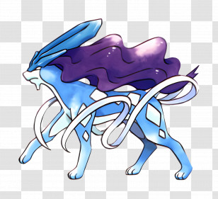 Suicune - Blue And Purple Water Beast With Flowing Mane Transparent PNG