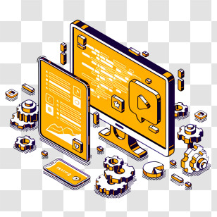 Icon - Digital Technology Setup With Computer And Tablet Transparent PNG
