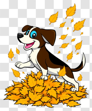 Dog Rolling In Autumn Leaves - Playful Dog Jumping In Leaves Transparent PNG