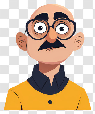 Motu Patlu - Cartoon Man With Glasses And Mustache Transparent PNG