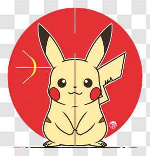 Pikachu - Pikachu Cartoon Illustration In Red Background Transparent PNG