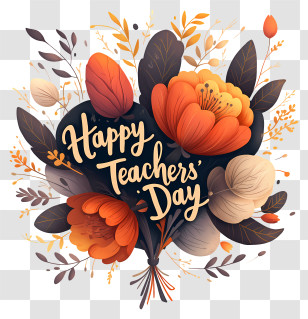 Happy Teachers Day - Happy Teachers' Day Floral Greeting Transparent PNG