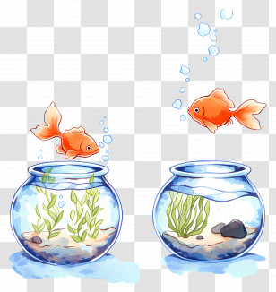 Goldfish Jumping - Goldfish Swimming In Bowl Transparent PNG