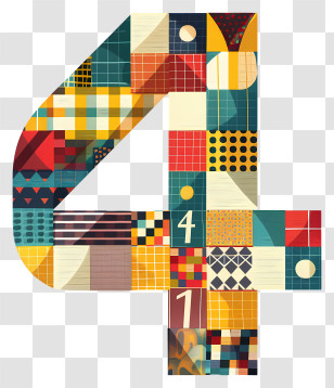Number 4 Colorful Number Four Illustration PNG