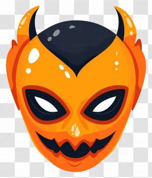 Halloween Mask - Orange Halloween Mask Transparent PNG