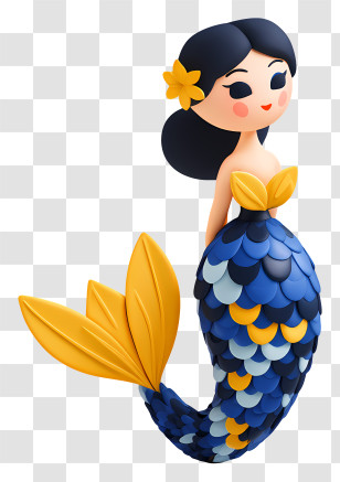 Siren Emoji - Mermaid With Blue Tail Illustration Transparent PNG