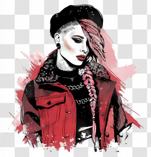 Punk Girl - Stylish Woman Illustration Transparent PNG