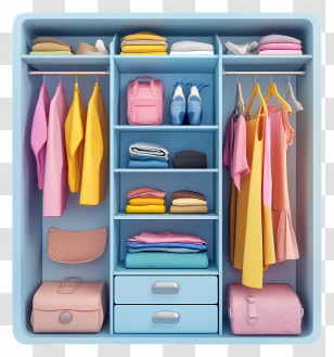 Closet Top View - Colorful Fashion Closet Transparent PNG