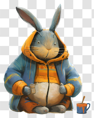 Comfy Day - Cute Rabbit In Warm Jacket Transparent PNG