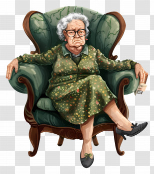 Old Woman - Old Woman Sitting In A Chair Transparent PNG