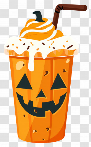 Halloween Milkshake - Halloween Pumpkin Milkshake With Whipped Cream Transparent PNG