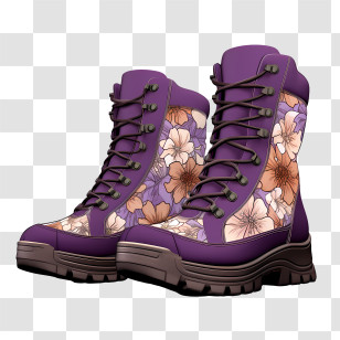Boots - Purple Floral Boots In Trendy Design Transparent PNG