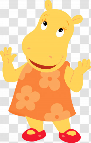 Backyardigans - Yellow Hippopotamus Cartoon In Floral Dress Transparent PNG