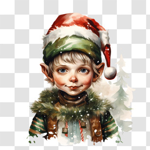 Christmas Elf - Whimsical Christmas Elf Illustration In Festive Colors Transparent PNG