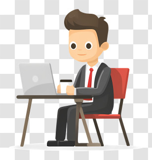 Businessman Doing Work - Office Worker At Desk Illustration Transparent PNG