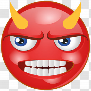 Emoji Devil - Angry Red Devil Emoji With Teeth Transparent PNG