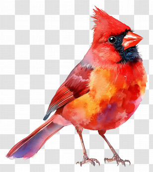 Watercolor Bird - Watercolor Illustration Of A Red Cardinal Bird Transparent PNG