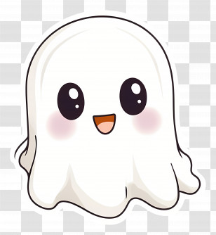 Kawaii Ghost - Cute Smiling Ghost Illustration Transparent PNG