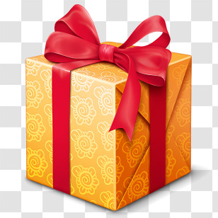 Gift Box - Golden Gift Box With Ribbon Transparent PNG