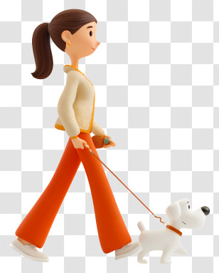 Cartoon Woman Walking Dog - Cartoon Woman Walking Her Dog Transparent PNG