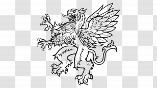 Griffin Symbol - Mythical Griffin Line Art Transparent PNG