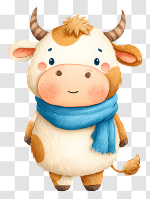 Cartoon Milk Cow - Happy Cow With Blue Scarf Transparent PNG