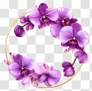 Circle Frame - Beautiful Purple Orchids In A Circular Arrangement Transparent PNG