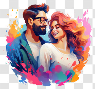 Colorful Background - Colorful Couple In Love Transparent PNG