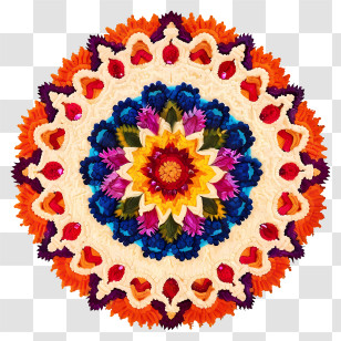 Onam Flower Rangoli - Colorful Rangoli Design For Indian Festivals Transparent PNG