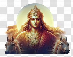 Hindu Festival - Divine Figure With Horses Illustration Transparent PNG