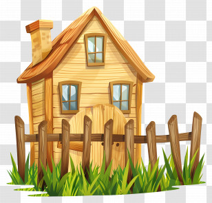 House Fence - Wooden House With Surrounding Fence Transparent PNG
