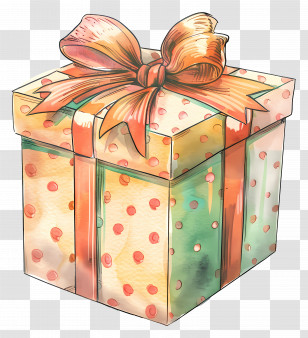 Polka Dot Gift Box With Ribbon - Polka Dot Gift Box With Ribbon Transparent PNG