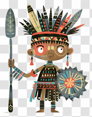Tribal Warrior - Tribal Warrior With Shield And Spear Transparent PNG