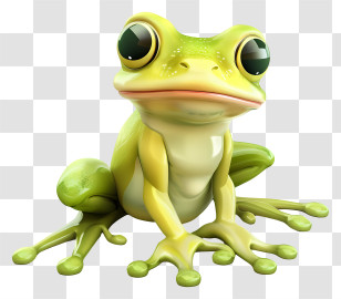 Cartoon Frog - Cartoon Green Frog With Big Eyes Transparent PNG
