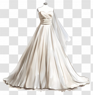 Simple Wedding Dress - Elegant White Wedding Dress Illustration Transparent PNG