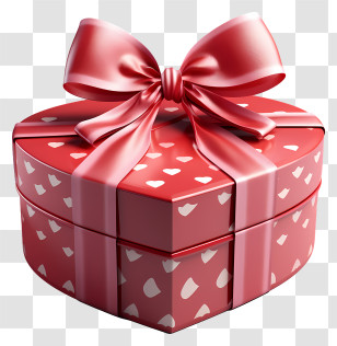 Gift Box - Red Gift Box With Bow In Heart Shape Transparent PNG