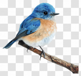 Blue Bird - Bluebird Perched On A Wooden Branch Transparent PNG