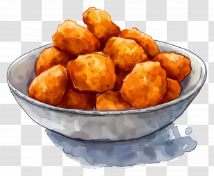Fried Chicken Nuggets In A Bowl - Crispy Fried Chicken Nuggets In Bowl Illustration Transparent PNG
