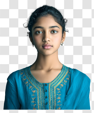 Indian Student - Girl Portrait In Blue Kurta Transparent PNG