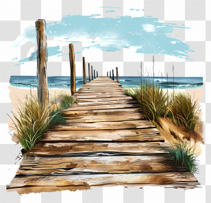 Boardwalk - Wooden Pathway Leading To The Beach Transparent PNG