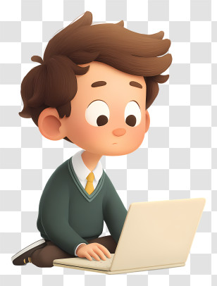 Focused Schoolboy On Task - Focused Boy With Laptop Transparent PNG