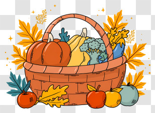 Harvest Basket Arrangement - Autumn Harvest Basket Transparent PNG