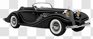 Black Convertible Car - Classic Vintage Car Transparent PNG