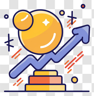 Business Achievement Symbol - Growth Chart With Upward Arrow Transparent PNG